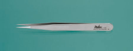Miltex - Splinter Forceps Swiss-Jeweler 4-3/4 Inch Length Surgical Grade NonMagnetic Stainless Steel NonSterile NonLocking Thumb Handle Straight Narrow Fine Tips - 17-303