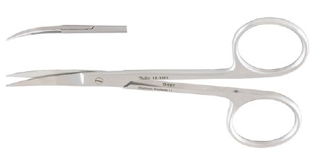 Miltex - Iris Scissors 4 Inch Length OR Grade German Stainless Steel NonSterile Finger Ring Handle Curved Blade Sharp Tip / Sharp Tip - 18-1405