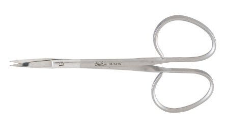 Miltex - Iris Scissors 4 Inch Length OR Grade German Stainless Steel NonSterile Ribbon Style Finger Ring Handle Straight Blade Sharp Tip / Sharp Tip - 18-1415