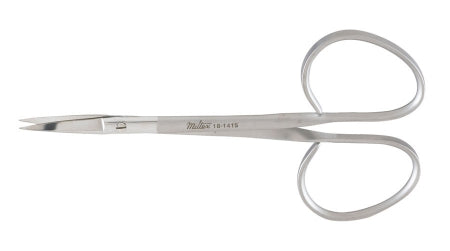 Miltex Miltex Iris Scissors 4 Inch Length OR Grade Stainless Steel (German) NonSterile Ribbon Style Finger Ring Handle Straight Blade Sharp/Sharp - 18-1415