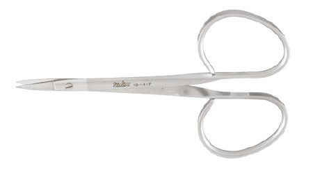 Miltex - Mini Iris Scissors 3-3/4 Inch Length OR Grade German Stainless Steel NonSterile Ribbon Style Finger Ring Handle Straight Blade Sharp Tip / Sharp Tip - 18-1417