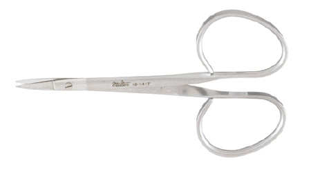 Miltex Miltex Mini Iris Scissors 3-3/4 Inch Length OR Grade Stainless Steel (German) NonSterile Ribbon Style Finger Ring Handle Straight Blade Sharp/Sharp - 18-1417