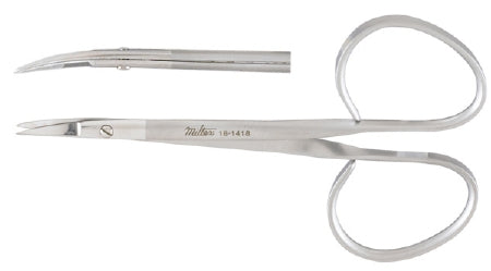 Miltex Miltex Mini Iris Scissors 3-3/4 Inch Length OR Grade Stainless Steel (German) NonSterile Ribbon Style Finger Ring Handle Curved Blade Sharp/Sharp - 18-1418