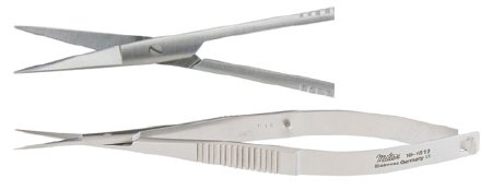 Miltex - Iris Scissors Noyes 4-1/2 Inch Length OR Grade German Stainless Steel NonSterile Thumb Handle with Spring Straight Blade Sharp Tip / Sharp Tip - 18-1510
