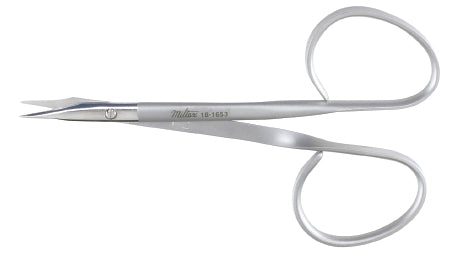 Miltex Miltex Suture Scissors 4 Inch Length OR Grade Stainless Steel (German) NonSterile Ribbon Style Finger Ring Handle Slightly Curved Blade Sharp/Sharp - 18-1653