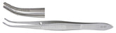 Miltex Miltex Eye Dressing Forceps 4 Inch OR Grade Stainless Steel (German) NonSterile NonLocking Thumb Handle Half Curved Serrated Tips - 18-782