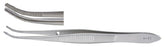 Miltex - Eye Dressing Forceps 4 Inch Length OR Grade German Stainless Steel NonSterile NonLocking Thumb Handle Half Curved Serrated Tips - 18-782