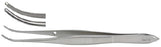 Miltex - Tissue Forceps Iris 4 Inch Length OR Grade German Stainless Steel NonSterile NonLocking Thumb Handle Half Curved Serrated Tips with 1 X 2 Teeth - 18-788