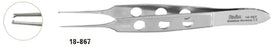 Miltex - Tissue Forceps Bishop-Harmon 3-3/8 Inch Length OR Grade German Stainless Steel NonSterile NonLocking Fenestrated Thumb Handle Straight Serrated Tips with 1 X 2 Teeth - 18-867