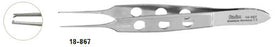 Miltex Miltex Tissue Forceps Bishop-Harmon 3-3/8 Inch OR Grade Stainless Steel (German) NonSterile NonLocking Fenestrated Thumb Handle Straight Serrated Tips w/1 X 2 Teeth - 18-867