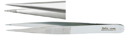 Miltex - Splinter Forceps Thorpe 4 Inch Length OR Grade German Stainless Steel NonSterile NonLocking Thumb Handle Straight Serrated Tip - 18-980