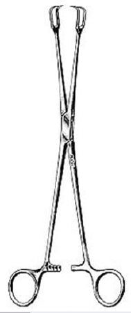 Miltex Miltex Uterine Vulsellum Forceps Schroeder 10 Inch OR Grade Stainless Steel (German) NonSterile Ratchet Lock Finger Ring Handle Straight Serrated Tip - 30-1000
