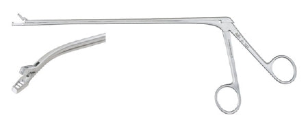 Miltex Miltex Uterine Biopsy Forceps Wittner 8-1/2 Inch OR Grade Stainless Steel (German) NonSterile NonLocking Finger Ring Handle Curved 3.5 X 8 mm Tapered Oblong Bite w/Teeth on Lower Jaw - 30-1486