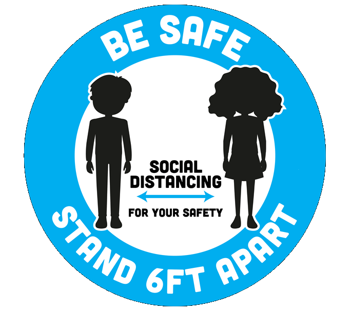 BeSafe Messaging Education Floor Decals - Blue & White, 12" x 12", 6 Per pack