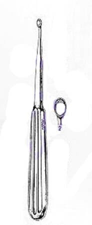 Miltex Miltex Dermal Curette 6-1/4 Inch Length Single-ended Hollow Handle with Grooves Size 2 Tip Oval Cup Tip - 33-14