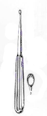 Miltex - Dermal Curette 6-1/4 Inch Length Hollow Handle with Grooves Size 3 Tip Oval Cup Tip - 33-15