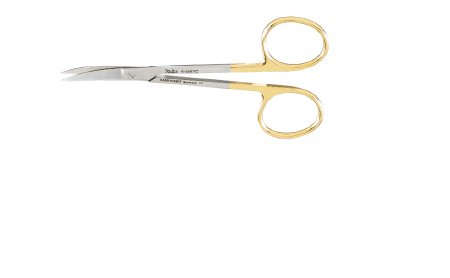 Miltex Carb-N-Sert - Iris Scissors 4-1/2 Inch Length OR Grade German Stainless Steel / Tungsten Carbide NonSterile Finger Ring Handle Curved Blade Sharp Tip / Sharp Tip - 5-306TC