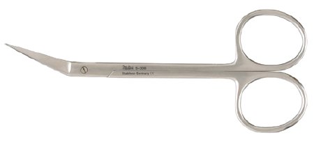 Miltex - Iris Scissors 4-1/2 Inch Length OR Grade German Stainless Steel NonSterile Finger Ring Handle Angled Blade Sharp Tip / Sharp Tip - 5-308