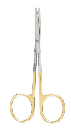 Miltex Carb-N-Sert - Strabismus Scissors 4 Inch Length OR Grade German Stainless Steel / Tungsten Carbide NonSterile Finger Ring Handle Straight Blade Blunt Tip / Blunt Tip - 5-312TC
