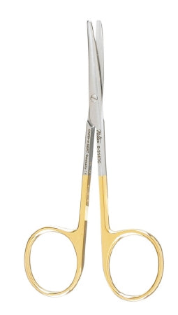 Miltex Miltex Carb-N-Sert Strabismus Scissors 4 Inch Length OR Grade Stainless Steel (German) / Tungsten Carbide NonSterile Finger Ring Handle Curved Blade Blunt/Blunt - 5-314TC