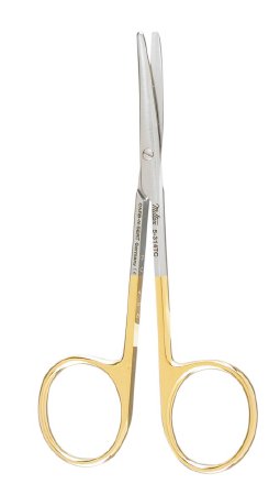 Miltex Carb-N-Sert - Strabismus Scissors 4 Inch Length OR Grade German Stainless Steel / Tungsten Carbide NonSterile Finger Ring Handle Curved Blade Blunt Tip / Blunt Tip - 5-314TC