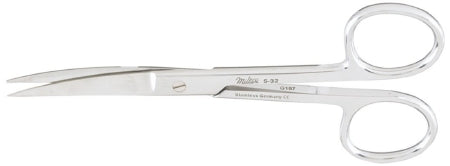 Miltex - Operating Scissors 4-1/2 Inch Length OR Grade German Stainless Steel NonSterile Finger Ring Handle Curved Blade Sharp Tip / Sharp Tip - 5-32