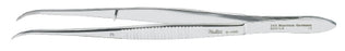 Miltex - Dressing Forceps 5 Inch Length OR Grade German Stainless Steel NonSterile NonLocking Thumb Handle Curved Narrow Fine, Serrated Tip - 6-100