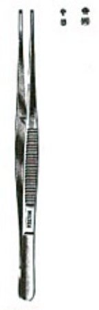 Miltex Miltex Tissue Forceps Semken 5 Inch OR Grade Stainless Steel (German) NonSterile NonLocking Thumb Handle Straight 2 X 3 Teeth, Serrated Tip - 6-108