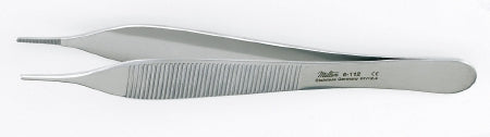 Miltex - Dressing Forceps Hudson-Ewald 4-3/4 Inch Length OR Grade German Stainless Steel NonSterile NonLocking Thumb Handle Straight Serrated Tip - 6-112