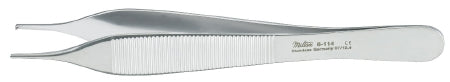Miltex - Tissue Forceps Hudson-Ewald 4-3/4 Inch Length OR Grade German Stainless Steel NonSterile NonLocking Thumb Handle Straight Serrated Tips with 1 X 2 Teeth - 6-114