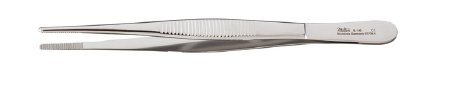 Miltex Miltex Dressing Forceps 7 Inch OR Grade Stainless Steel (German) NonSterile NonLocking Thumb Handle Straight Serrated Tips - 43628