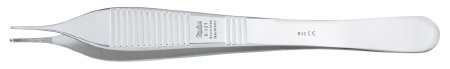 Miltex Miltex Tissue Forceps Adson 4-3/4 Inch OR Grade Stainless Steel (German) NonSterile NonLocking Thumb Handle Straight Delicate Serrated Tips w/1 X 2 Teeth - 6-120