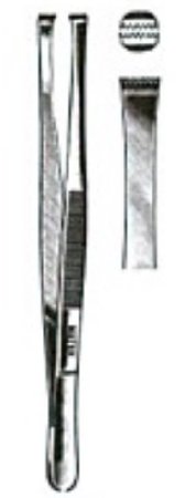 Miltex - Tissue Forceps Martin 6 Inch Length OR Grade German Stainless Steel NonSterile NonLocking Thumb Handle Straight 7 X 8 Teeth, Smooth Tip - 6-134