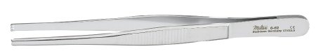 Integra Lifesciences - Tissue Forceps 5 Inch Length Surgical Grade Stainless Steel NonSterile NonLocking Thumb Handle Straight Serrated Tips with 1 X 2 Teeth - 6-62