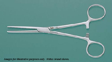 Miltex - Hemostatic Forceps Rochester-Pean 9 Inch Length OR Grade German Stainless Steel NonSterile Ratchet Lock Finger Ring Handle Straight Serrated Tip - 7-126