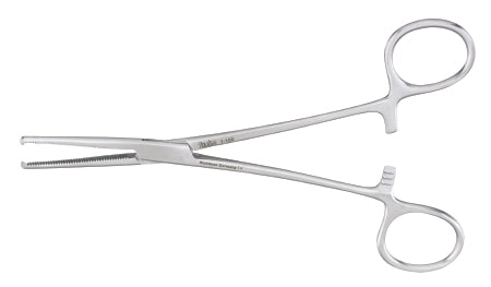 Miltex - Hemostatic Forceps Rochester-Ochsner 6-1/4 Inch Length OR Grade German Stainless Steel NonSterile Ratchet Lock Finger Ring Handle Straight Serrated Tips with 1 X 2 Teeth - 7-150
