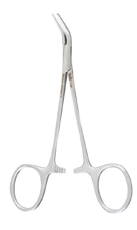 Miltex - Hemostatic Forceps Halsted-Mosquito 5 Inch Length OR Grade German Stainless Steel NonSterile Ratchet Lock Finger Ring Handle Angled 45° Serrated Tip - 7-20