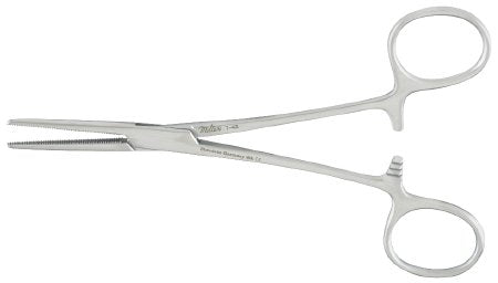 Miltex - Hemostatic Forceps Crile 5-1/2 Inch Length OR Grade German Stainless Steel NonSterile Ratchet Lock Finger Ring Handle Straight Serrated Tip - 7-42