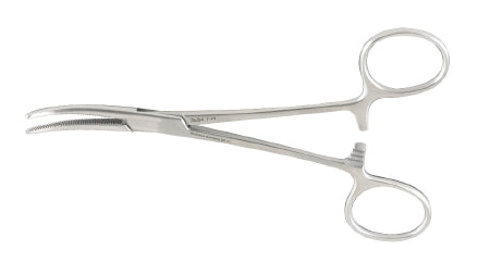 Miltex - Hemostatic Forceps Crile 5-1/2 Inch Length OR Grade German Stainless Steel NonSterile Ratchet Lock Finger Ring Handle Curved Serrated Tip - 7-44