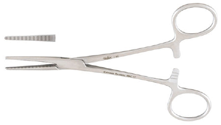 Miltex Forceps Lahey 5-1/2 Inch Surgical Grade Stainless Steel NonSterile Ratchet Lock Finger Ring Handle Straight Serrated Tip - 22098