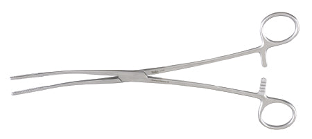 Miltex Miltex Sponge Forceps Fletcher 9-1/2 Inch OR Grade Stainless Steel (German) NonSterile Ratchet Lock Finger Ring Handle Curved Serrated Tip - 7-632