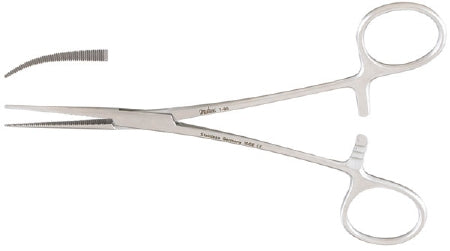 Miltex - Hemostatic Forceps Coller 6-1/4 Inch Length OR Grade German Stainless Steel NonSterile Ratchet Lock Finger Ring Handle Curved Delicate Serrated Tips - 7-91