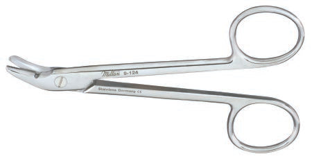 Miltex - Wire Cutting Scissors 4-3/4 Inch Length OR Grade German Stainless Steel NonSterile Finger Ring Handle Angled Blade Blunt Tip / Blunt Tip - 9-124