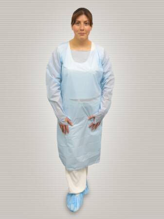 Tronex Healthcare Industries Over-the-Head Protective Procedure Gown One Size Fits Most Unisex Soft Blue - 6866BH25