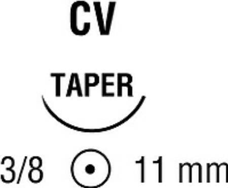 Covidien Surgipro II Suture with Needle Nonabsorbable Uncoated Blue Suture Monofilament Polypropylene Suture Size 6-0 30 Inch Suture Double-Armed 11 mm Length 3/8 Circle Taper Point Needle - VP776X