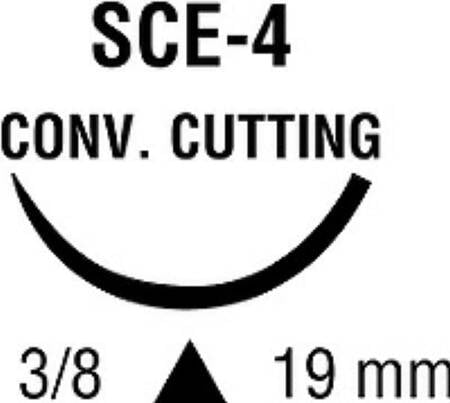 Monosof~Dermalon Suture with Needle Nonabsorbable Uncoated Blue Suture Monofilament Nylon Size 4-0 18 Inch Suture 1-Needle 19 mm Length 3/8 Circle Conventional Cutting Needle