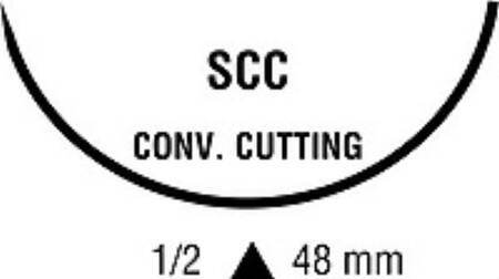 Ti•Cron - Suture with Needle Nonabsorbable Coated Blue Suture Braided Polyester Size 5 30 Inch Suture 1-Needle 48 mm Length 1/2 Circle Conventional Cutting Needle - 88863127-79