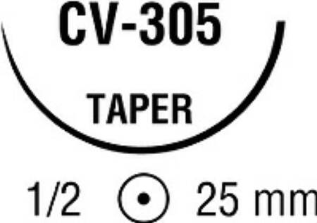 Ti•Cron - Suture with Needle Nonabsorbable Coated White Suture Braided Polyester Size 0 36 Inch Suture Double-Armed 25 mm Length 1/2 Circle Taper Point Needle - 88862914-61
