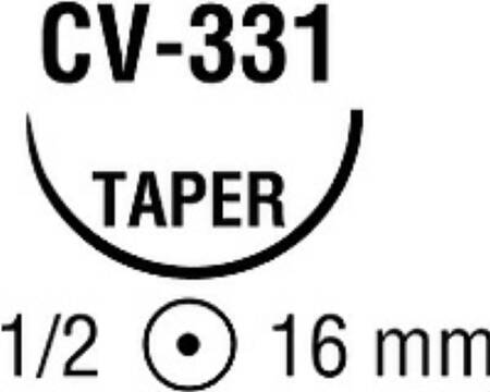Ti•Cron - Suture with Needle Nonabsorbable Coated Blue Suture Braided Polyester Size 3 - 0 36 Inch Suture Double-Armed 16 mm Length 1/2 Circle Taper Point Needle - 88863271-41