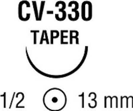 Ti•Cron - Suture with Needle Nonabsorbable Coated Blue Suture Braided Polyester Size 3 - 0 24 Inch Suture Double-Armed 13 mm Length 1/2 Circle Taper Point Needle - 88863226-41